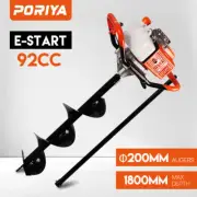 PORIYA 92CC Post Hole Digger Petrol Extension Drill Fence Borer Auger Bits 1.8M