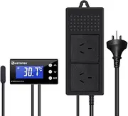 KETOTEK Digital Thermostat Plug Outlet with Waterproof Sensor Probe, Heating Cooling Temperature Controller Plug Socket for Aquarium Fish Tank Greenhouse Homebrew