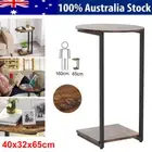 and Wood C-Shaped End Table Sofa Side Table for Small Space Brown