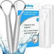 2-Pack Tongue Scraper 100% Useful Surgical Stainless Steel Tongue Cleaner for...