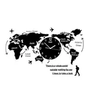 Ultra Quiet Large 3D Wall Clock Acrylic Watch World Map Decor