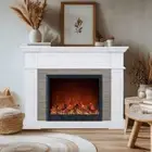 Hudson 1500W Electric Fireplace Heater Stone Veneer Mantel Suite With 30" Orion