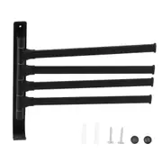 Rotating Towel Rack 4 Poles Space Aluminum Folding Rotatable Matte Black Finish Bath Towel Hanger for Bathrooms Kitchens Hotels