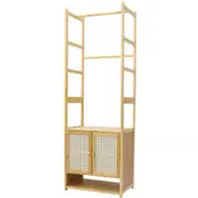 Fin Bamboo Garment Coat Rack Stand Hanging Rods Shoe Cabinet Closet Hall Door Gate