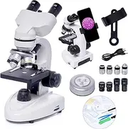 Binocular Microscopes, 200X-5,000X Compound Biological Microscopes With 6x Multiplier, Microscope With Microscope Slides Set, Phone Adapter, Biological Microscopes for Kids Students Adults gifts