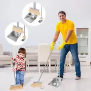 Broom and Dustpan Set Stainless Steel Upright Broom Dustpans with Long xieut