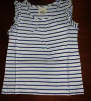 NWT 5/6 Mini Boden Blue Striped Flutter Sleeve Top