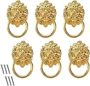SING F LTD 6pcs Lion Head Pull Handle Vintage Pull Handles Knob Zinc Alloy with Screws for Cabinet Drawer Wardrobe Cupboard Wooden Box Case Gold
