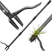LLARGUEST Weed Puller Tool, 61" Stand Up Heavy Duty Gardening Hand Weeder Tools with 4 Claw Steel for Dandelion, Horseweed, Thistle, Remove Weeds Without Bending, Kneeling, Pulling