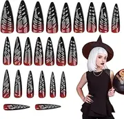 Halloween Press Nails,Artificial Nails | Soft Gel Press Nails Glossy Halloween Fake Nail Glue Nails in 12 Sizes for Girls