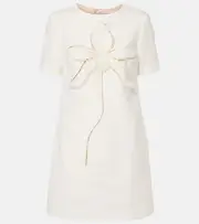 [Oscar de la Renta] Oscar de la Renta Orchid embroidered cotton tweed shift dress AU 18 white