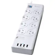 SANSAI PAD4088H 8 Way Power Board With USB Surge 4 USB 4.2A Master On/Off Switch 8 WAY