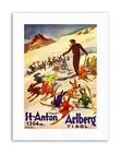 WINTER TYROL SKI SNOW RABBIT BUNNY ALPS Poster Travel Sport Canvas art Prints