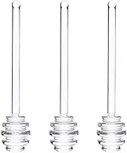 Glass Honey Stirrer Dipper Stick Set, 3 Pieces Glass Honey Jam Syrup Dipper Stick Bee Wand,Clear Stirring Spoons Stick Bee Stirring Scooper for Honey, Jam and Syrup