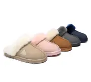 EVERAU® UGG Slippers Premium Sheepskin Wool Scuff Muffin - Chestnut / AU Ladies 7 / AU Men 5 / EU 38