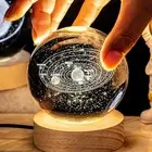 USB LED Crystal Ball Table Lamp 3D Moon Galaxy Globe Night Light Decor Xmas Gift
