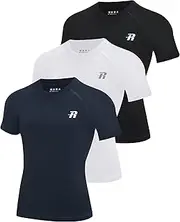 [Runhit] Boys Compression Shirt Short Sleeve Youth Basketball Undershirt Kids Quick Dry Athletic Base Layer T-Shirt