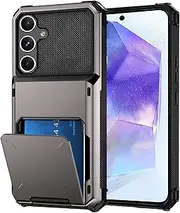 [rojarou] for Samsung A55 Case with Card Holder[Store 5 Cards] Wallet Case, Samsung Galaxy A55 Case with Hidden Card Slot Heavy Dual Layer Shockproof Protective Phone Case for Samsung A55 5G,Grey