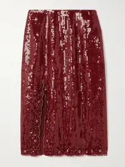 [Clio Peppiatt] Clio Peppiatt - Syrah Scalloped Sequined Tulle Skirt - Red - small small Red
