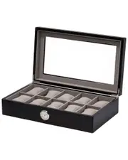 Bey-Berk Black Wood 10-Watch Case