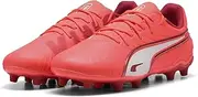 Unisex Kid's King Match Fg/Ag Jr Soccer Shoe, Glowing Red Puma White Red Fire, 3 US