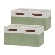Fabric 11x11 Cube Storage Bins, Set of 4, Foldable Storage Cube Bin Baskets