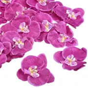 20pcs 3.9" Artificial Orchid Flower Heads Silk Phalaenopsis Butterfly Purple