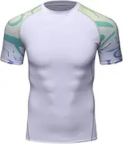 [Fanii Quare] Men's Lightweight Short Sleeve Cool Dry Rashguards Compression Sports Workout T-Shirt