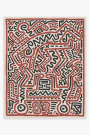 245' x 305' | Machine Washable Runner Rug | Kid & Pet Friendly | Indoor Rug | Keith Haring Funny Gallery Ivory & Red | Ruggable