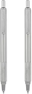 Zebra Pen F-xMD Retractable Ballpoint Pen - Smooth 1.0mm Nib Tip - Silver Stainless Steel Barrel - Black Ink - Pack of 2 Pens