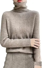 [Hamthuit] Women's Turtleneck Long Sleeve Sweater High-Necked Pullover Casual Long-Sleeved Knit Sweater
