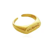 Culturesse Merci 2cm Sterling Silver Adjustable Link Open Ring 18K Gold Plating