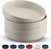 [KooK] Ceramic Large Pasta Bowls, Microwave and Dishwasher Safe, Great for Soups and Salads, Shallow Serving Bowls, Glossy Porcelain, 47 oz, Set of 4, Powder Grey