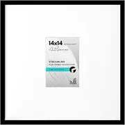 [Americanflat] 14x14 Picture Frame with Plexiglass - Use as 4x6 Frame with Mat or 14x14 Frame Without Mat - Streamline Collection - Thin Square Picture Frame for Wall Display - Black