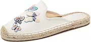 [U-lite] Women's Stylish Embroidery Flat Espadrilles Fancy Mule