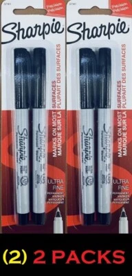 2x Sharpie Quick Dry Permanent ULTRA Fine-Point Markers Black - ( 2 ) 2 PACKS