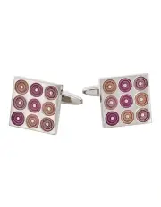 [Cudworth] Polished Rhodium Plated Square Cufflinks in Mauve