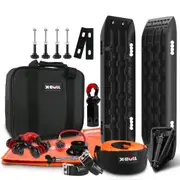 X-BULL Winch Recovery Kit 13PCS With Recovery tracks Snatch Strap Mounting Pins 4WD Truck Black Gen2.0
