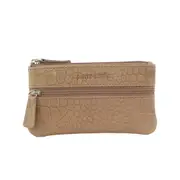 Pierre Cardin Ladies Womens Genuine Leather RFID Coin Purse Wallet - Taupe (Croc)