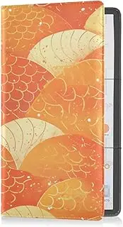 [Caihoyu] Leather Auto Registration Insurance & ID Card Holder Men Women Document Wallet for Cards, Essential Document, Driver License Vehicle Paperwork Orange Scales Glittering
