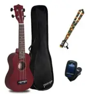 JMFinger Soprano Ukulele Beginner 21 Inch, Sapele Plywood Kids Ukelele Kit