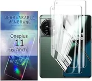 [Glcrrpu] 2 Pack Phone Screen Protector for Oneplus 11[6.7inch] High Sensitive Hydrogel TPU Film HD Clear Flexible,Self-Healing[Not Tempered Glass]