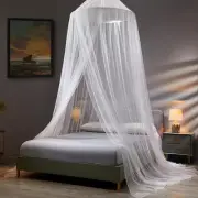 White Hanging Princess Bed Canopy Mosquito Net - Dome Bedding for Dorm Rooms &