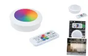 3.5in Battery-Operated LED Puck Light - White, RGB and 400K White, Magnetic,