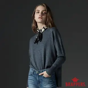 【BRAPPERS】女款 小高領側開衩長袖線衫(灰藍)