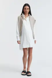 Satin Cali Shirtdress (Oyster)
