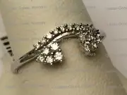 14k White Gold Diamonds Station Solitaire Wrap Ring Guard solitaire enhancer 1/4