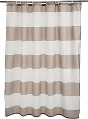 [Amazon Basics] Fabric Shower Curtain with Grommets and Hooks - 183 x 183 cm Large Gray Stripe