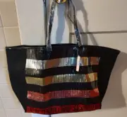 VICTORIA'S SECRET Sequin Stripe Tote Bag Limited Edition Love Victoria NEW