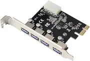 PCI-E to 4 USB3.0 Ports Expansion Card PCI Express to USB3.0 Adapter Card with Large 4Pin Power Interface for Desktop PC